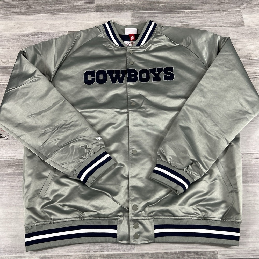 Mitchell & Ness Cowboys Bouble Clutch Lightweight Satin Button Up Jacket Men 3XL